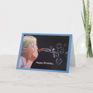 Carte BULLES DE COULEUR DE FILLES ANNIVERSAIRE : Dessin
