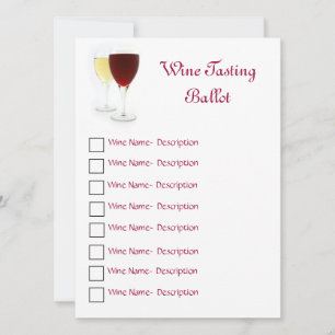 Carte Bulletin De Dégustation De Vins
