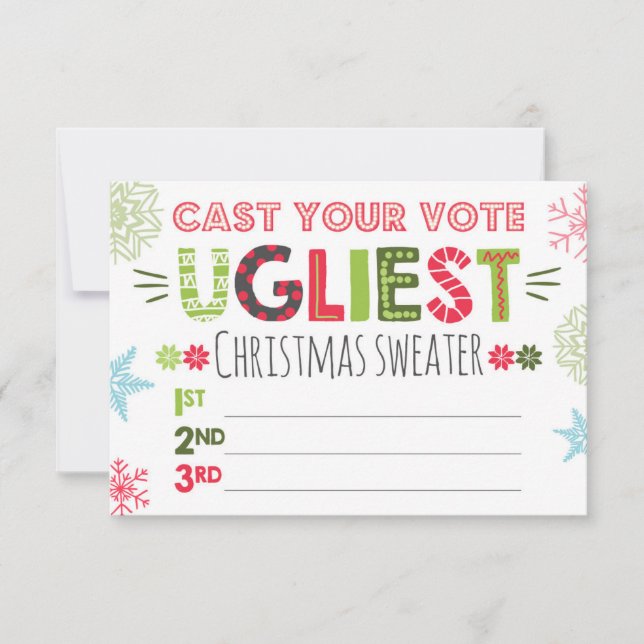 Carte Bulletin de vote pour le pull moche de Noël (Devant)