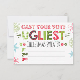 Carte Bulletin de vote pour le pull moche de Noël