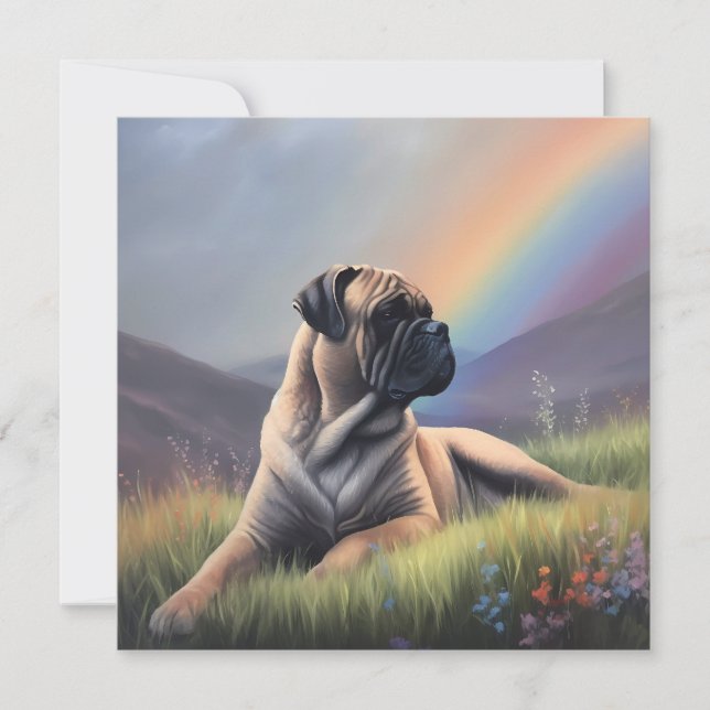 Carte Bullmastiff Rainbow Bridge Nom personnalisé du chi (Devant)