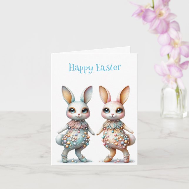 Carte Bunnies Pastel Whimsical Téléchargeable Pâques (Orchidée)