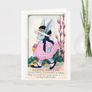 Carte Bunny à la mode de Pâques Vintage