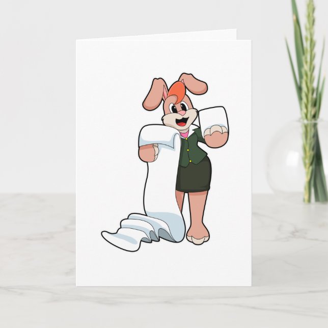 Carte Bunny comme secrétaire avec papier (Devant)