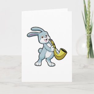 Carte Bunny en musique avec saxophone