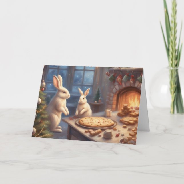 Carte Bunny Family Christmas Baking (Devant)