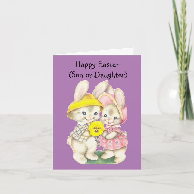 Carte Bunny Garçon Et Fille (Devant)