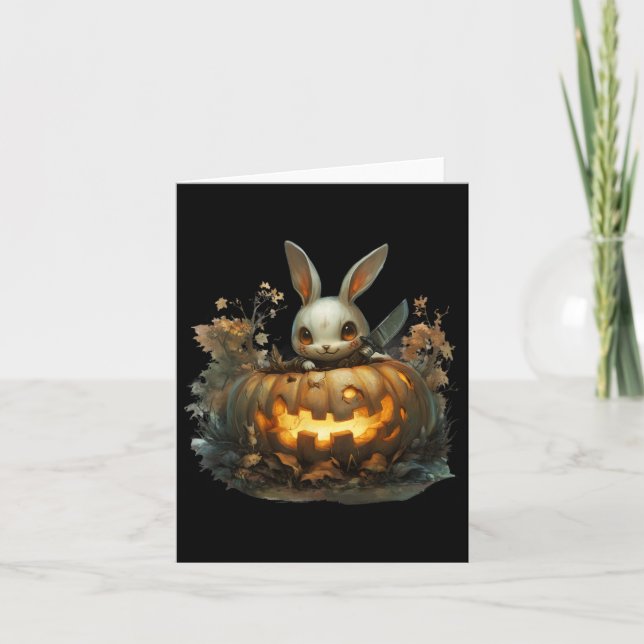 Carte Bunny Mayhem Déplaisant Halloween Bunny Citrouille (Devant)