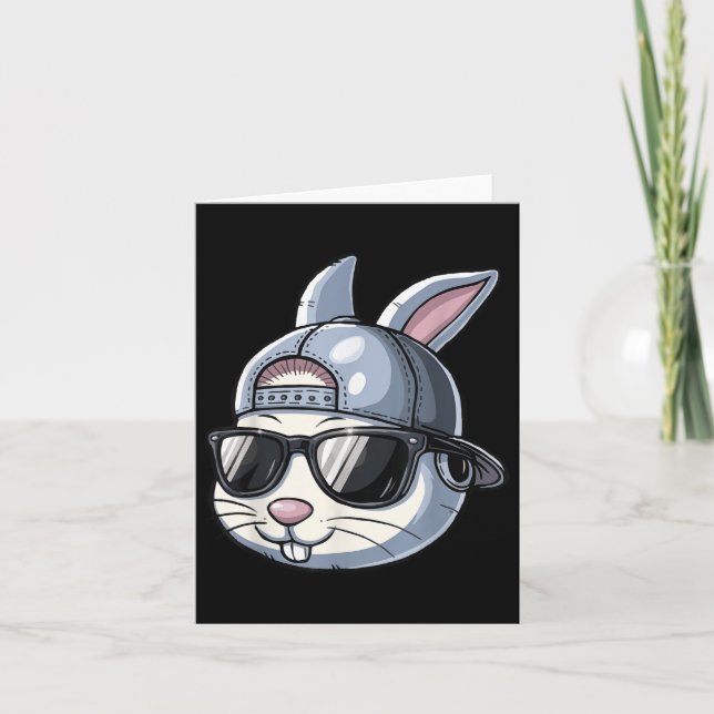 Carte Bunny Pâques cool Avec Casquette Drôle Ados Garçon (Devant)