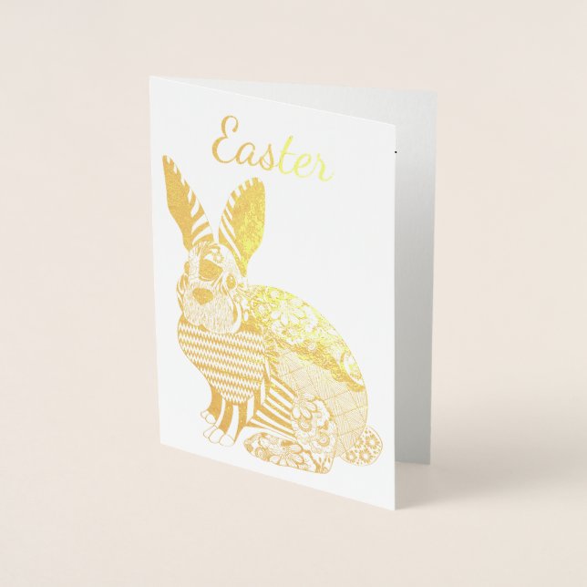 Carte Bunny Pâques Or (Devant)