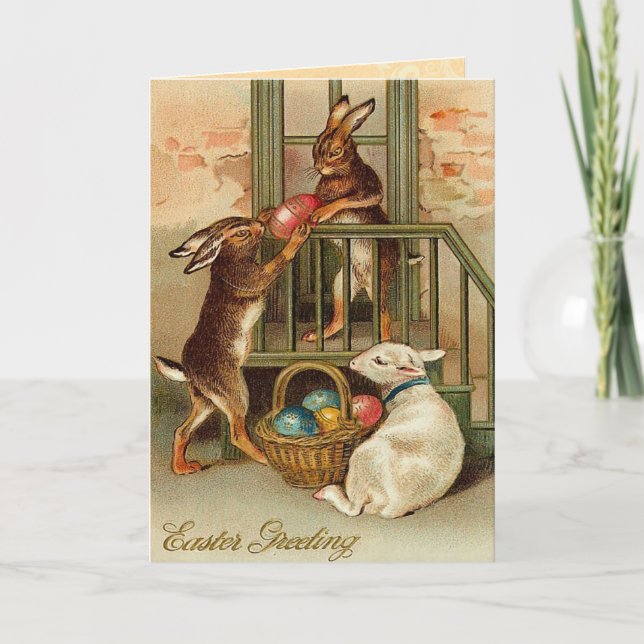 Carte Bunny Pâques vintage (Devant)