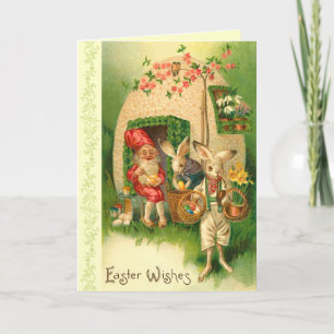 Carte Bunny Pâques vintage