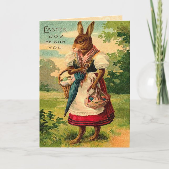 Carte Bunny Pâques vintage (Devant)