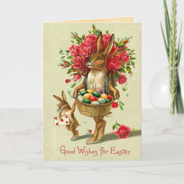 Carte Bunny Pâques vintage (Devant)