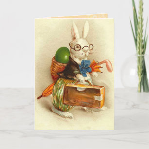 Carte Bunny Pâques vintage