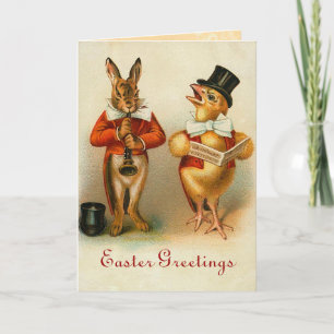 Carte Bunny Pâques vintage