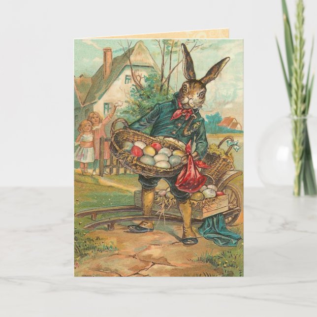 Carte Bunny Pâques vintage (Devant)