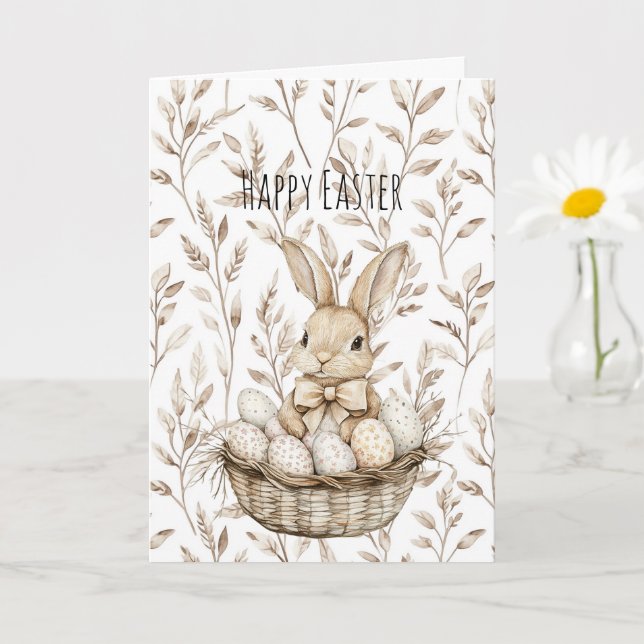 Carte Bunny Rabbit in Basket Easter Eggs   (Petite plante)