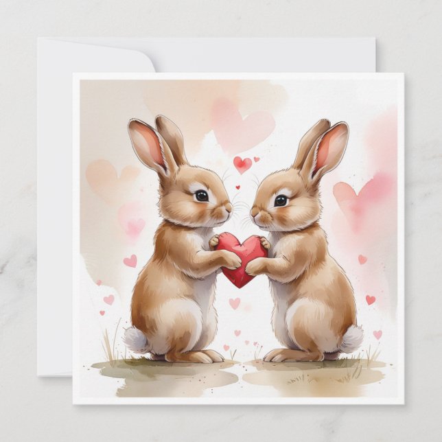 Carte Bunny romantique (Devant)