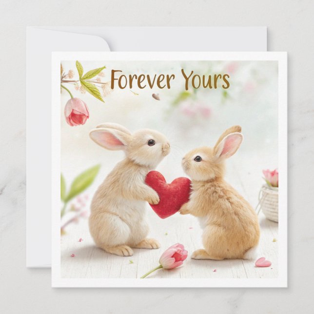 Carte Bunny romantique - Pour toujours votre (Devant)