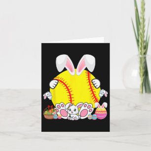 Carte Bunny Softball Ball Costume Pâques Joueur Fan Chas