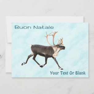 Carte Buon Natale - Caribou (Rennes) Sur Neige