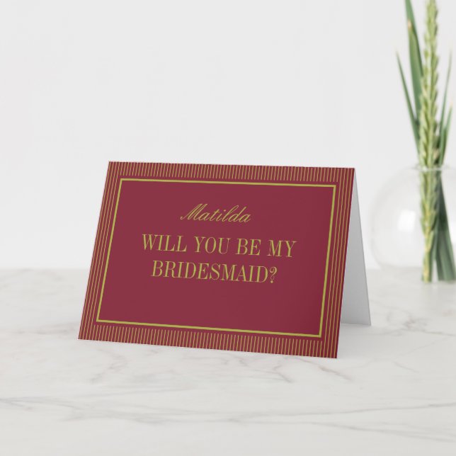 Carte Burgundy & Chartreuse Wedding Bridesmaid Proposal (Devant)