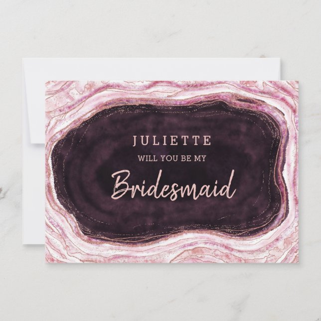 Carte Burgundy Geode Be My Bridesmaid Proposition Card (Devant)