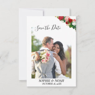 Carte Burgundy Roses Floral Wreath Photo Enregistrer la 