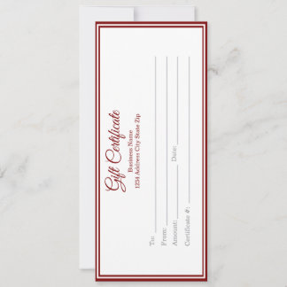 Carte Business Gift Certificate - Printed Template