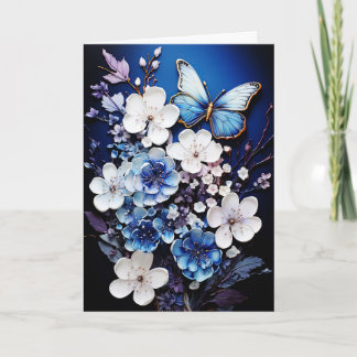 Carte Butterflies and Flowers Blank Note Greeting Card