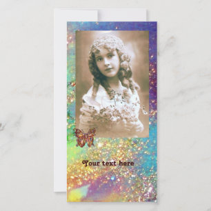 Carte BUTTERFLY IN SPARKLES violet clair or rose rose ro