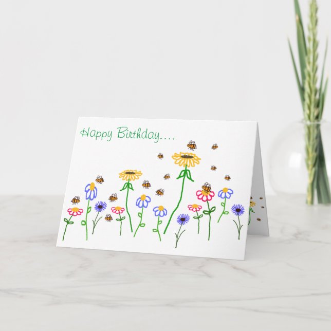 Carte BuzzAboutBees Happy Birthday Bee Garden Greeting (Devant)
