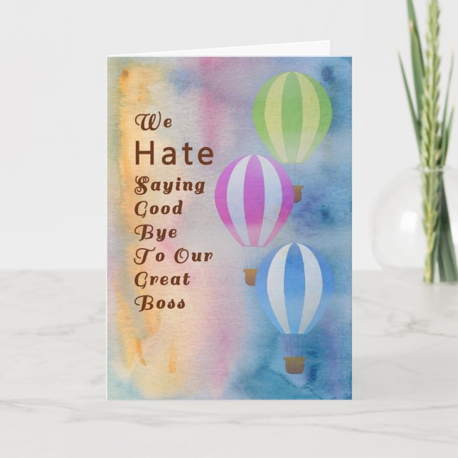 Carte Bye to Boss, Aquarelle Hot Air Blots (Devant)