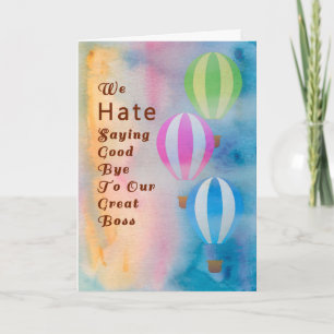 Carte Bye to Boss, Aquarelle Hot Air Blots