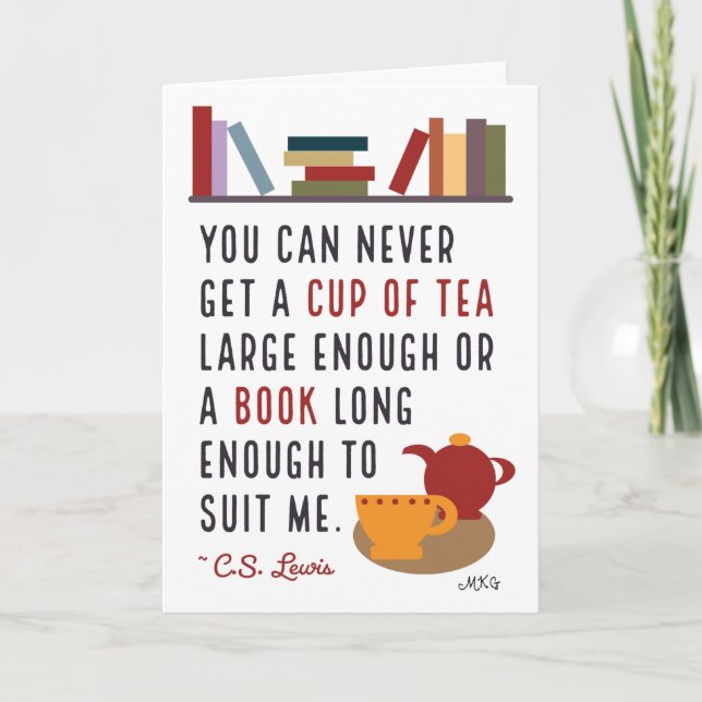 Carte C.S. Lewis Tea and Books Literary Bookworm Card (Devant)
