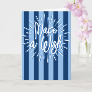 Carte Cabana Stripes "Faites un vœu" Éclatement en bleu
