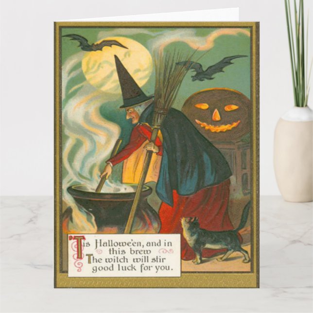 Carte Cabine de sorcière Cauldron Jack-o'-lantern Chat d (Devant)