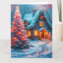 Cabine Whimsical avec arbre de Noël rose