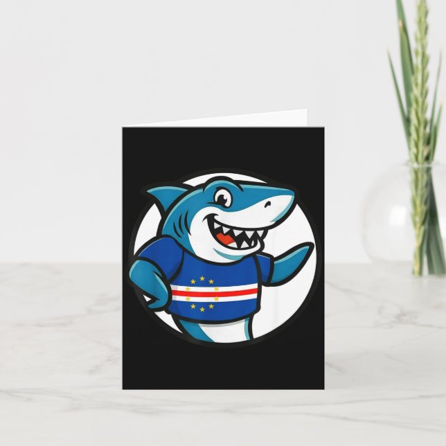 Carte Cabo Verde Flag Shark Funny Cabo Verdean  (Devant)