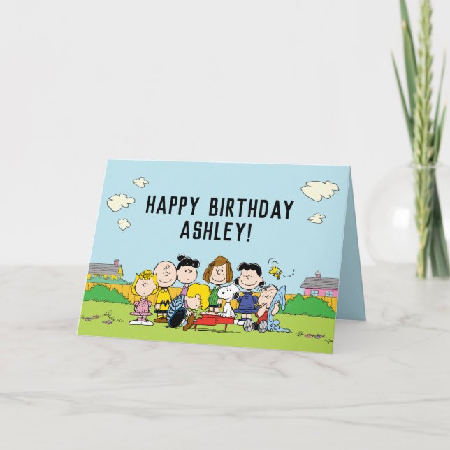 Carte cacahuètes | Charlie Brown et Gang Anniversaire (Devant)