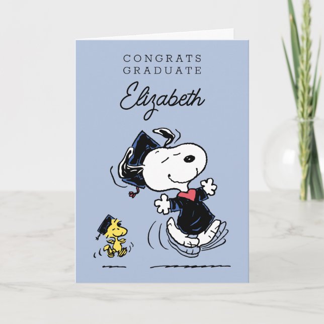 Carte cacahuètes | Snoopy & Woodstock Graduation (Devant)