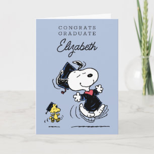 Carte cacahuètes   Snoopy & Woodstock Graduation
