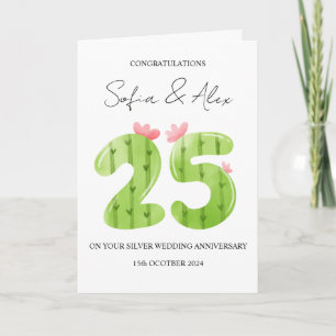 Carte Cactus 25e anniversaire mariage salutation