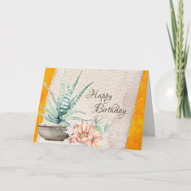 Carte Cactus et Fleur Désert du Sud-Ouest Anniversaire (Devant)