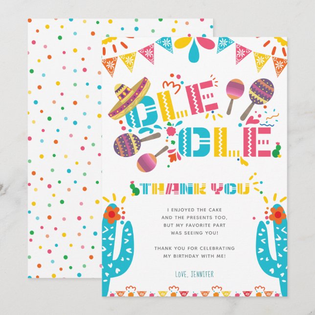 Carte Cactus Fête de Remerciement Mexicaine (Devant / Derrière)