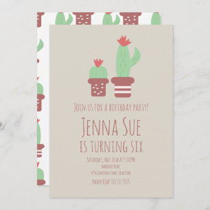 Carte Cactus Moderne Pots Plante fête d'anniversaire