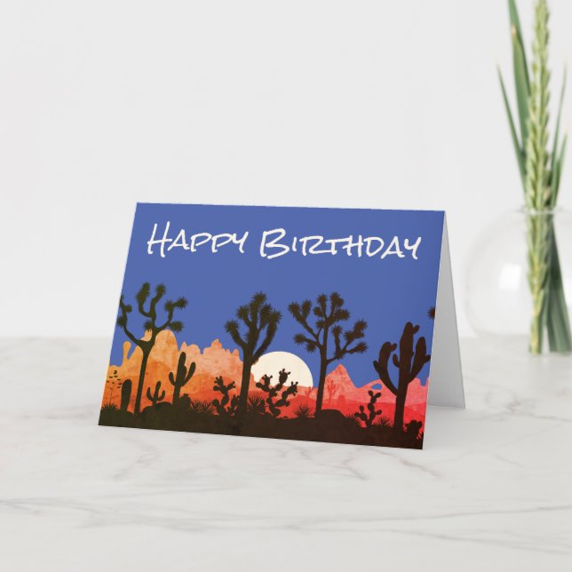 Carte Cactus Western Southwestern Thème Anniversaire (Devant)