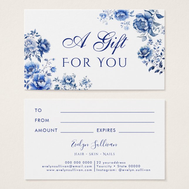 Carte cadeau à la chinoiserie florale (Devant & derrière)