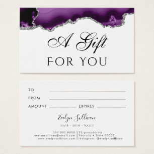 Carte cadeau Agate parties scintillant argent viol